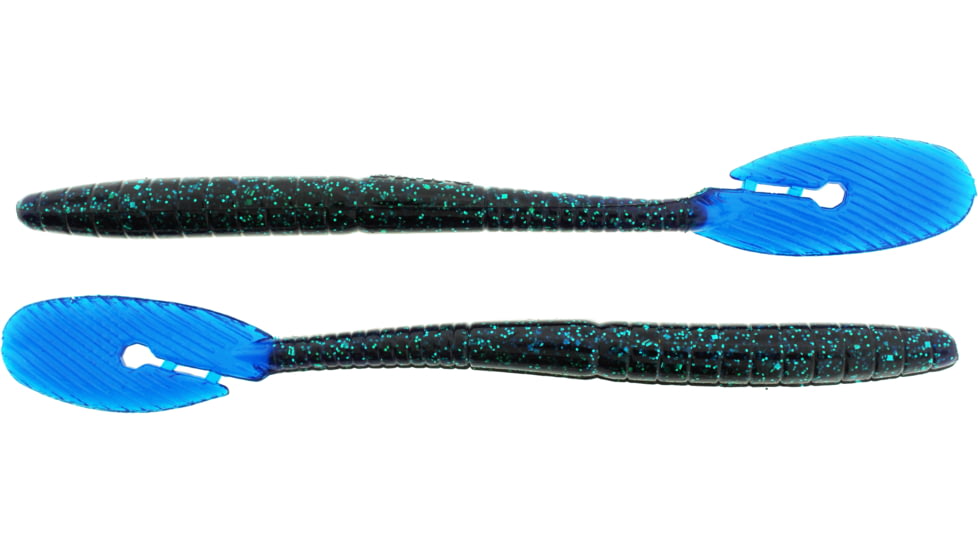 Bass Assassin BANG Lures Ding Dong, 6in, 15 per Pack, Junebug/Blue Tail, 6, DDW57237