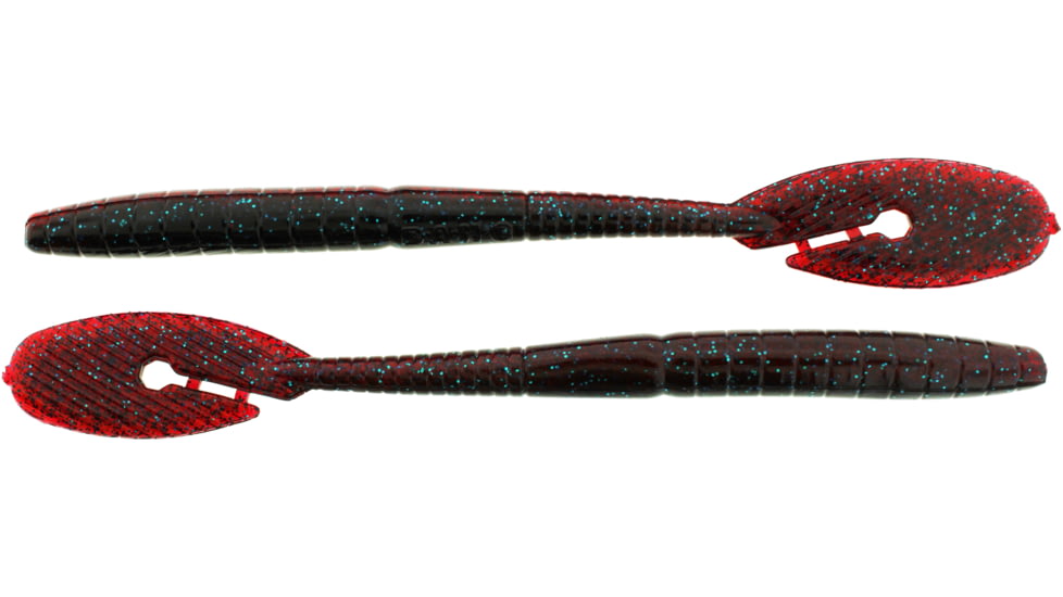 Bass Assassin BANG Lures Ding Dong, 6in, 15 per Pack, Red Shad/Green Glitter, 6, DDW57316