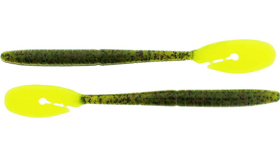Bass Assassin BANG Lures Ding Dong, 6in, 15 per Pack, Watermelon Red Glitter/Chartreuse Tail, 6, DDW57267