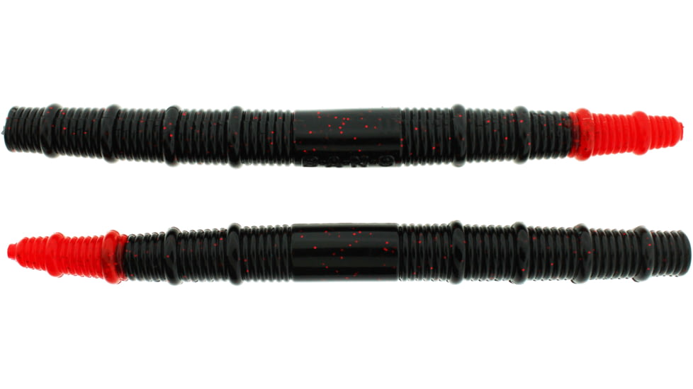 Bass Assassin BANG Lures Fat Job, 5.25in, 10 per Pack, Black/Red Glitter/Red Tail, 5.25, FJ68222