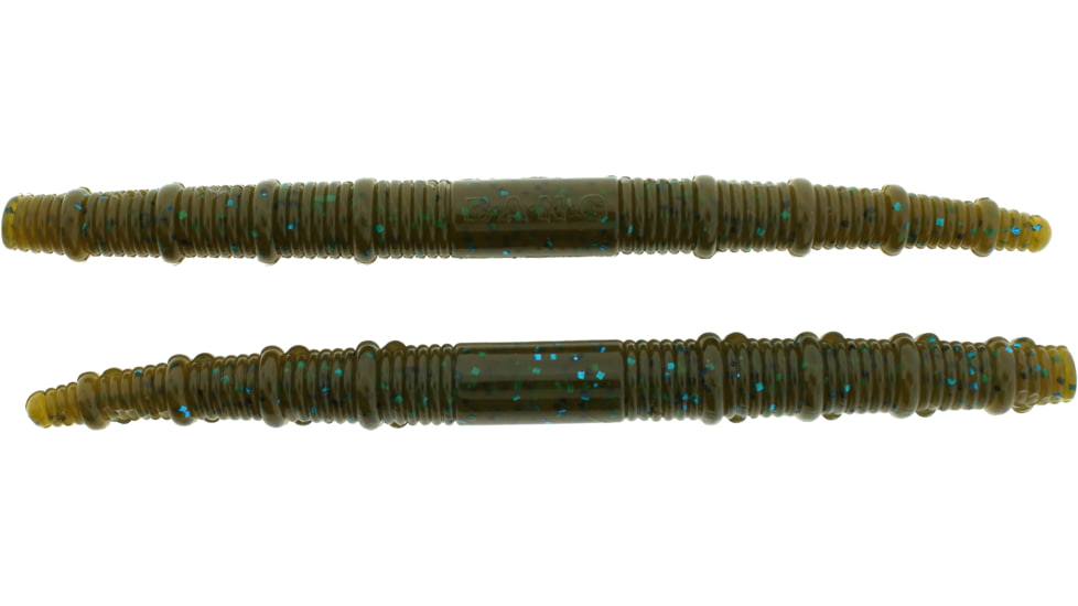 Bass Assassin BANG Lures Fat Job, 5.25in, 10 per Pack, Green Pumpkin/Blue Glitter, 5.25, FJ68432