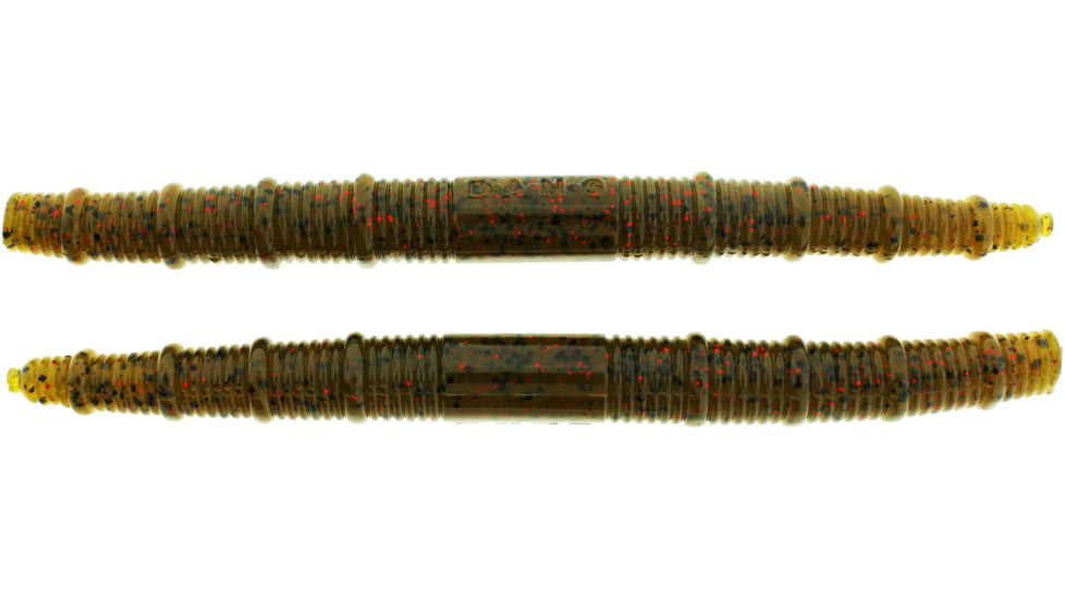 Bass Assassin BANG Lures Fat Job, 5.25in, 10 per Pack, Green Pumpkin/Red Glitter, 5.25, FJ68501