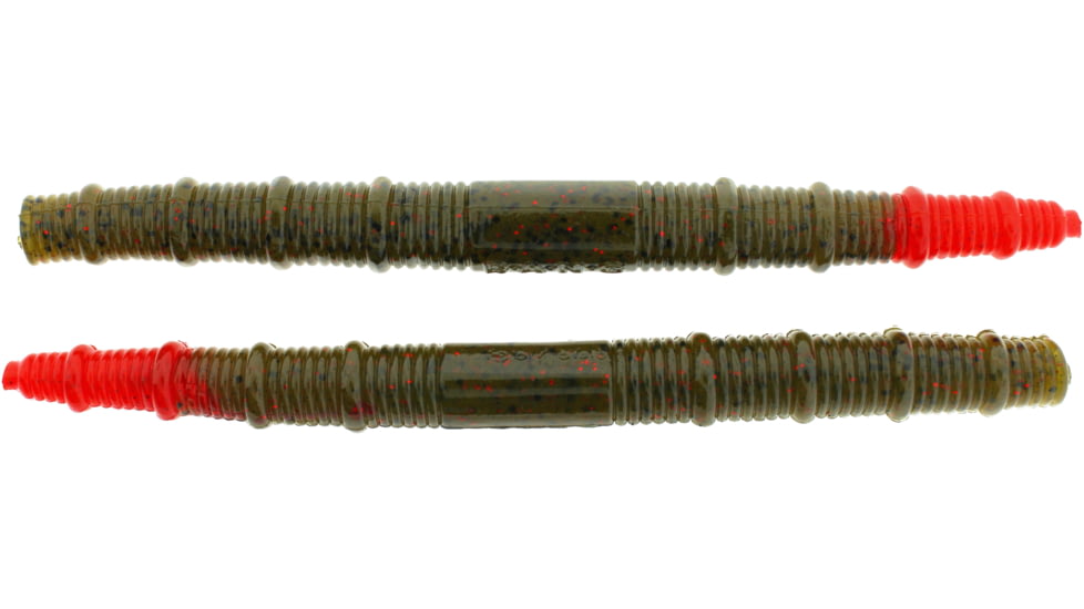 Bass Assassin BANG Lures Fat Job, 5.25in, 10 per Pack, Green Pumpkin/Red Glitter/Red Tail, 5.25, FJ68280