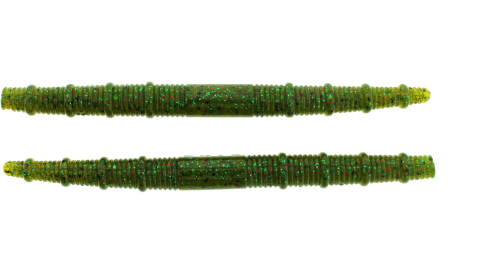 Bass Assassin BANG Lures Fat Job, 5.25in, 10 per Pack, Watermelon/Green/Red Glitter, 5.25, FJ68472