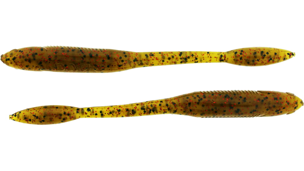 Bass Assassin BANG Lures Litl Tapper, 4.5in, 12 per Pack, Green Pumpkin/Red Glitter, 4.5, TO83501