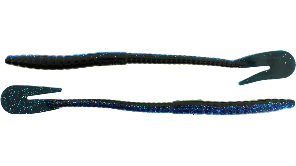 Bass Assassin BANG Lures Rail Worm, 7in, 10 per Pack, Blue Shadow Glitter, 7, RW58477