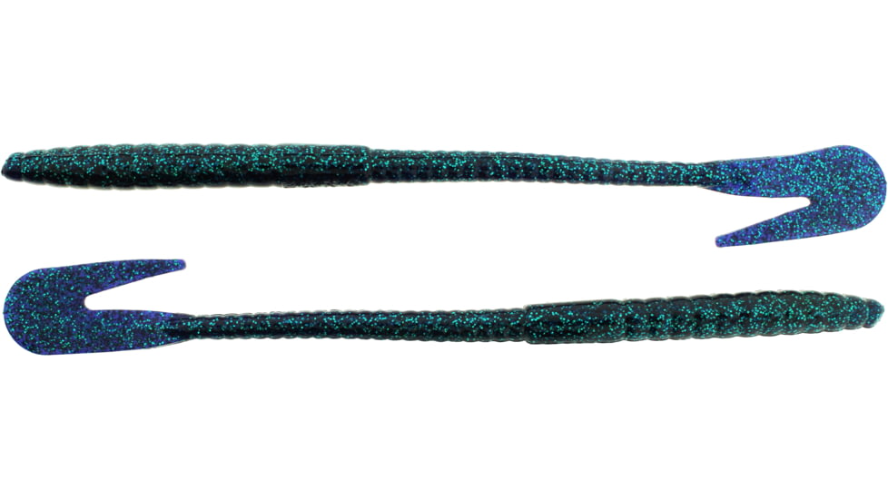 Bass Assassin BANG Lures Rail Worm, 7in, 10 per Pack, Junebug, 7, RW58415