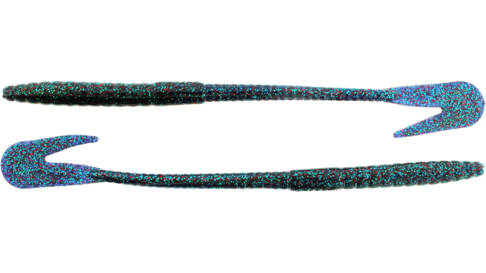 Bass Assassin BANG Lures Rail Worm, 7in, 10 per Pack, Junebug/Red Glitter, 7, RW58360