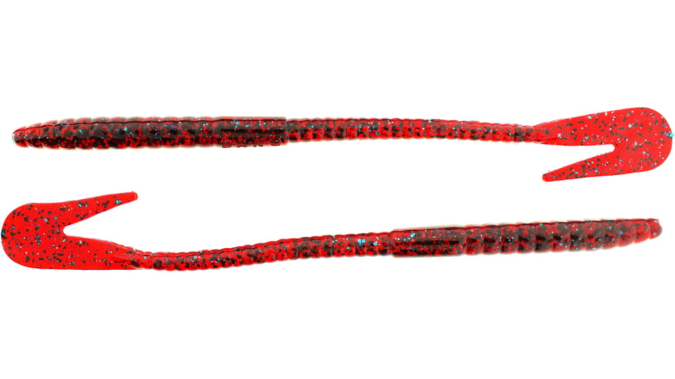Bass Assassin BANG Lures Rail Worm, 7in, 10 per Pack, Redbug, 7, RW58451