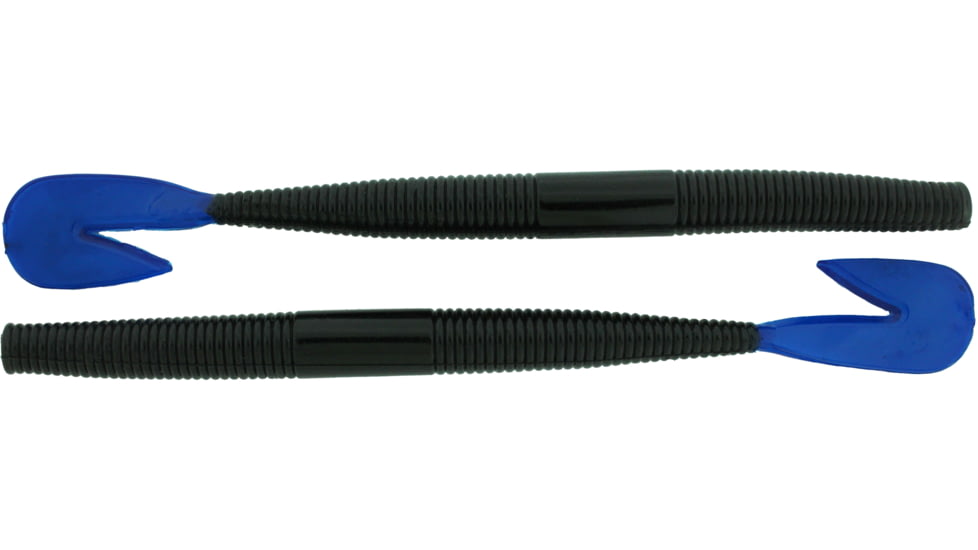 Bass Assassin BANG Lures RSB Worm, 7.25in, 8 per Pack, Black/Blue Tail, 7.25, RSB53200