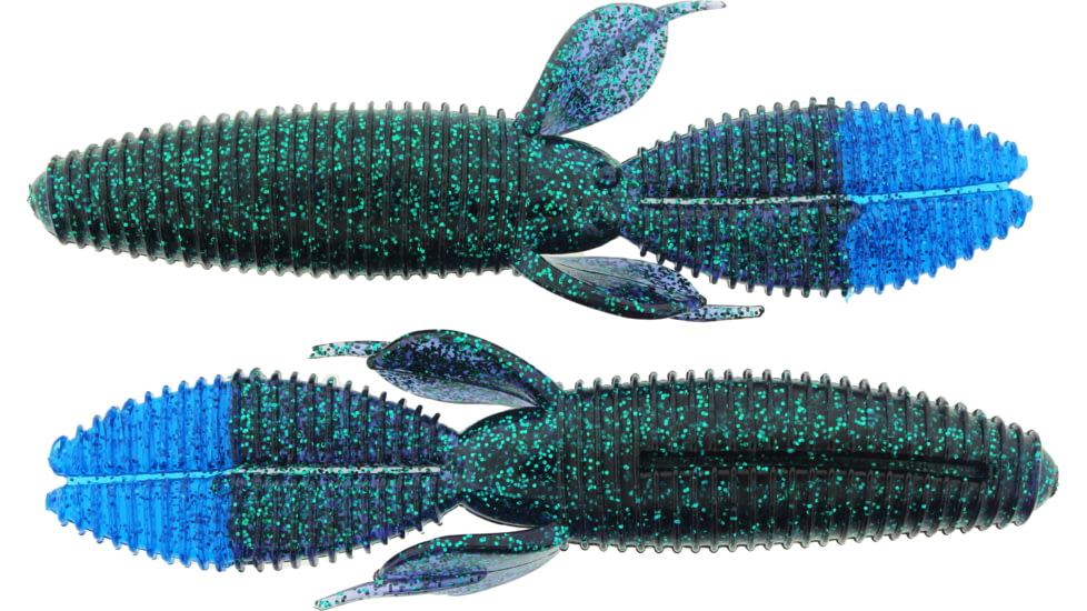 Bass Assassin BANG Lures Skunk Ape, 4.25in, 7 per Pack, Junebug/Blue Glitter Tail, 4.25, SKA4226