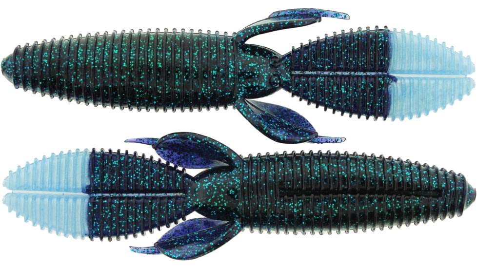 Bass Assassin BANG Lures Skunk Ape, 4.25in, 7 per Pack, Junebug Blue Pearl Tail, 4.25, SKA4576