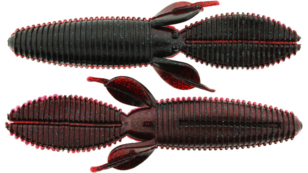Bass Assassin BANG Lures Skunk Ape, 4.25in, 7 per Pack, Red Shad Green Glitter, 4.25, SKA4316