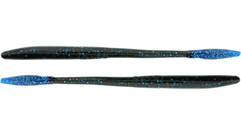 Bass Assassin BANG Lures Tapout, 6in, 12 per Pack, Black/Blue Glitter Tail, 6, TO59405