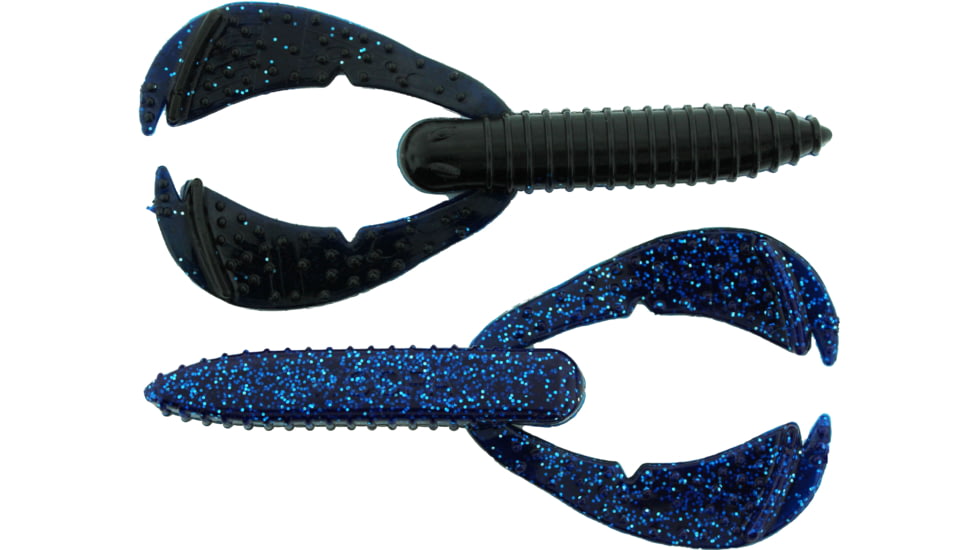 Bass Assassin BANG Lures Woopah Craw, 4in, 7 per Pack, Blue Shadow Glitter, 4, WOO18477