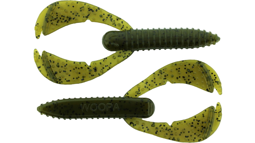 Bass Assassin BANG Lures Woopah Craw, 4in, 7 per Pack, Green Pumpkin, 4, WOO18458