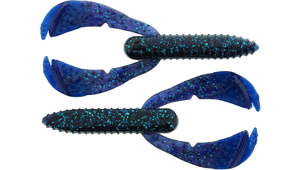 Bass Assassin BANG Lures Woopah Craw, 4in, 7 per Pack, Junebug/Blue Tail, 4, WOO18237