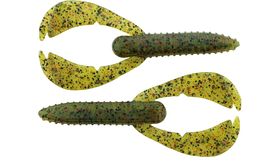 Bass Assassin BANG Lures Woopah Craw, 4in, 7 per Pack, Watermelon/Red Gl/Blue Pearl, 4, WOO18404