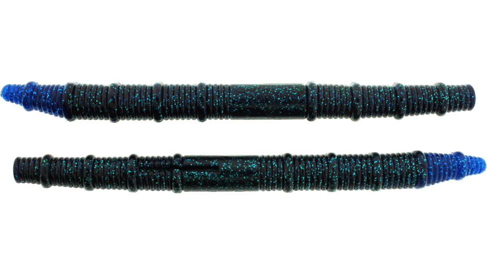 Bass Assassin BANG Lures XX Fat Job, 6.25in, 6 per Pack, Junebug/Blue Glitter Tail, 6.25, XXFJ55226