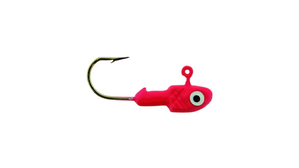 Bass Assassin CJA42010 Crappie Jigheads 6ct Hot Pink1/32 oz, CJA42010