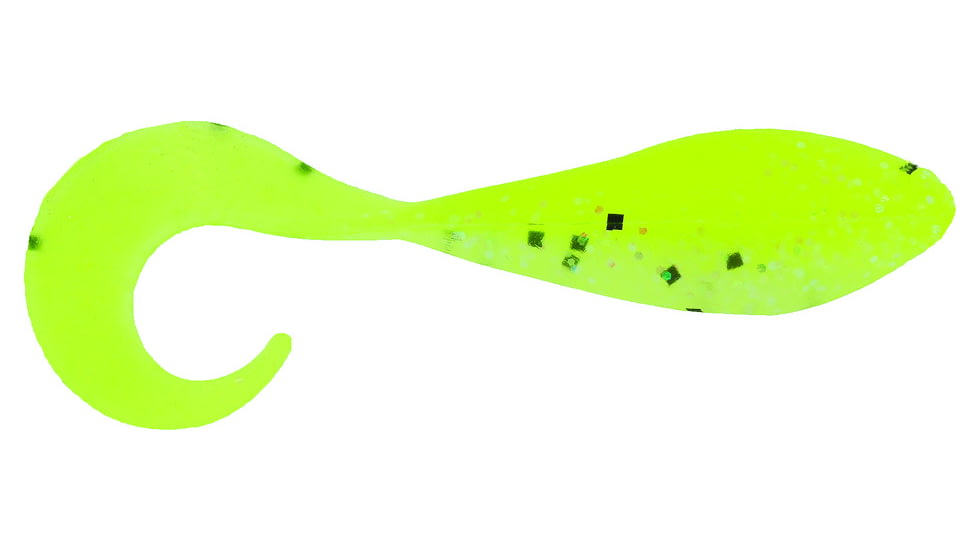 Bass Assassin Curly Shad Swimbaits, 10, 2in, Limetreuse Ghost, CSA35475