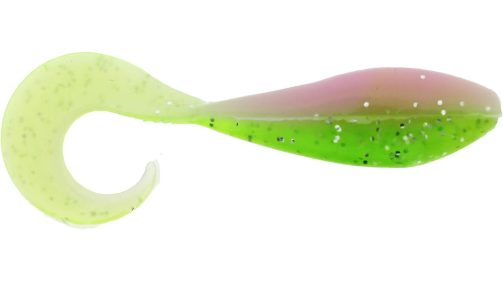 Bass Assassin Curly Shad Swimbait, 2in, 10 per Pack, Electric Chicken, 2, CSA35376