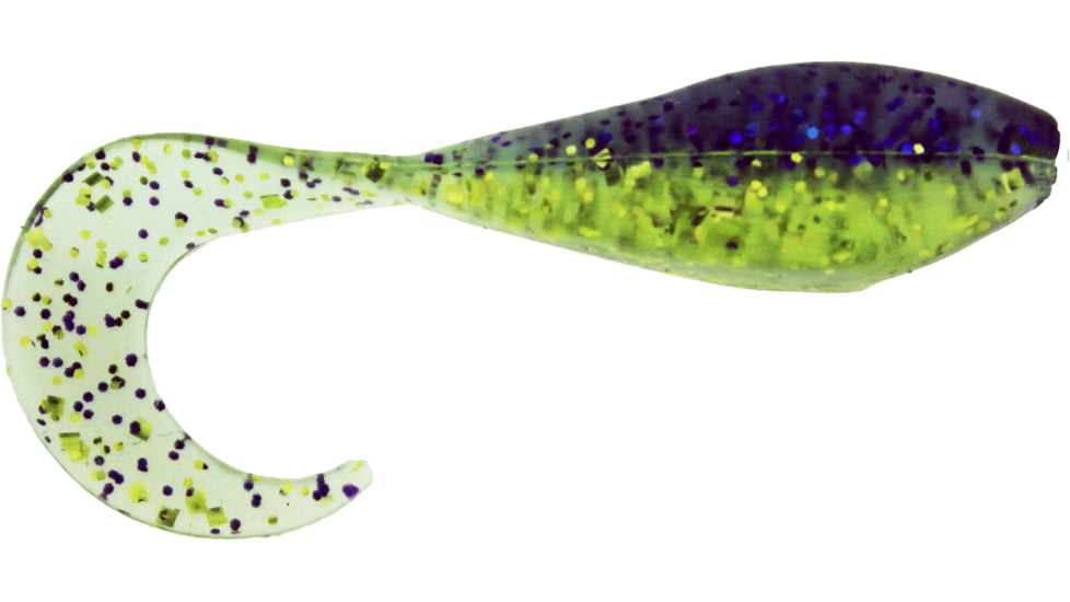 Bass Assassin Curly Shad Swimbait, 2in, 10 per Pack, Electric Shiner, 2, CSA35129