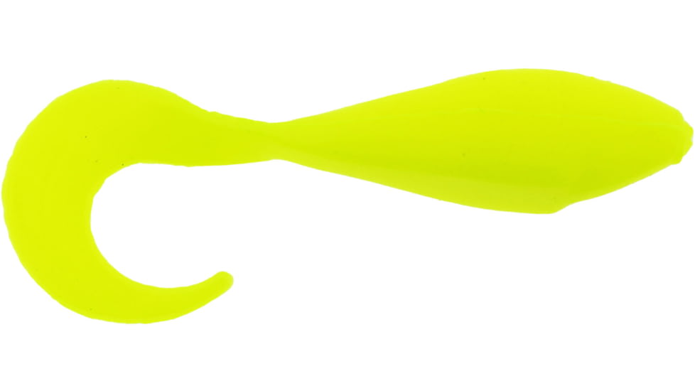 Bass Assassin Curly Shad Swimbait, 2in, 10 per Pack, Limetreuse, 2, CSA35118