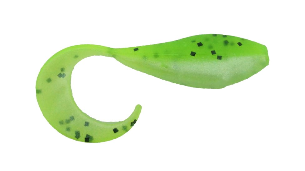 Bass Assassin Curly Shad Swimbaits, 10, 2in, Chartreuse Pepper Shad, CSA35341