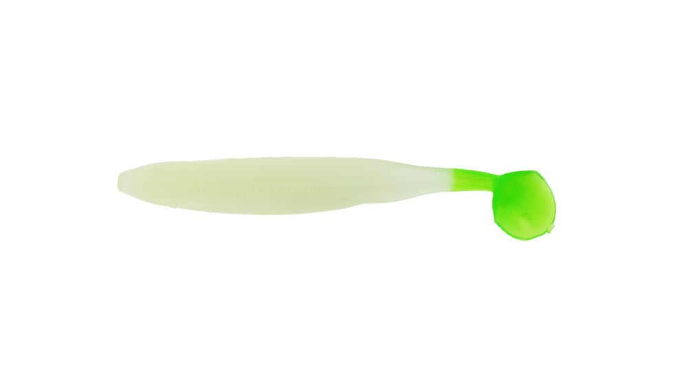 Bass Assassin Die Dapper Shad Tail Swimbait 5" Glow/Chartreuse Tail 7/Pack, DDA40250