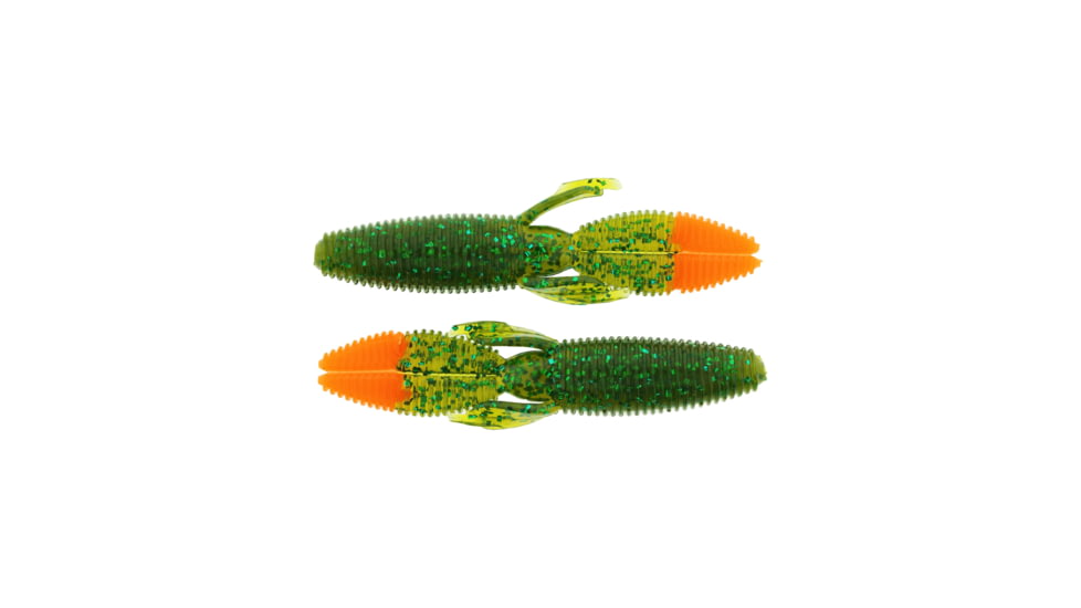 Bass Assassin Lit'l Skunk Ape Soft Bait, 10, 3 1/2in, Gourd Green-Orange, SKA5242