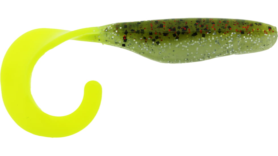 Bass Assassin Lures Curly Shad, 4in, 10 per Pack, Chicken on a Chain, 4, CSA26214
