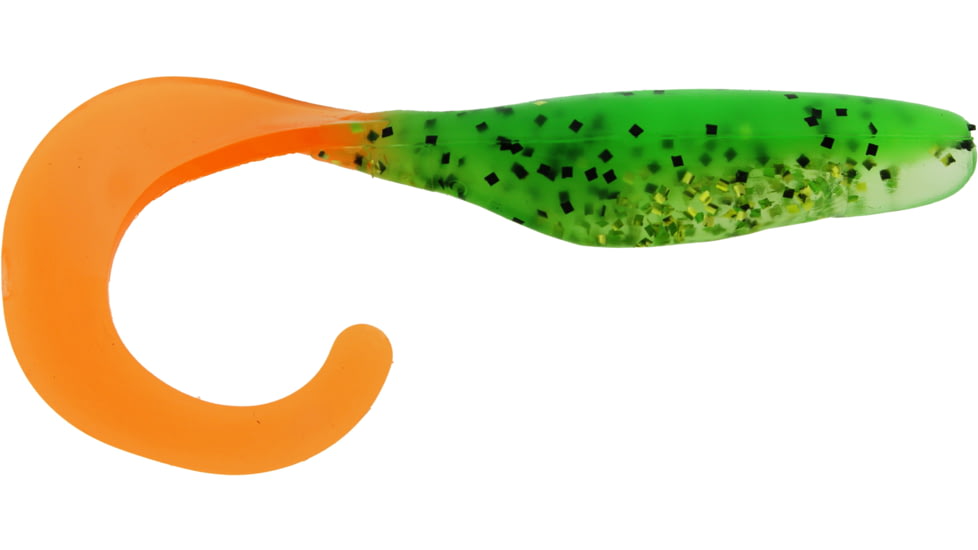 Bass Assassin Lures Curly Shad, 4in, 10 per Pack, Fire Tiger, 4, CSA26245