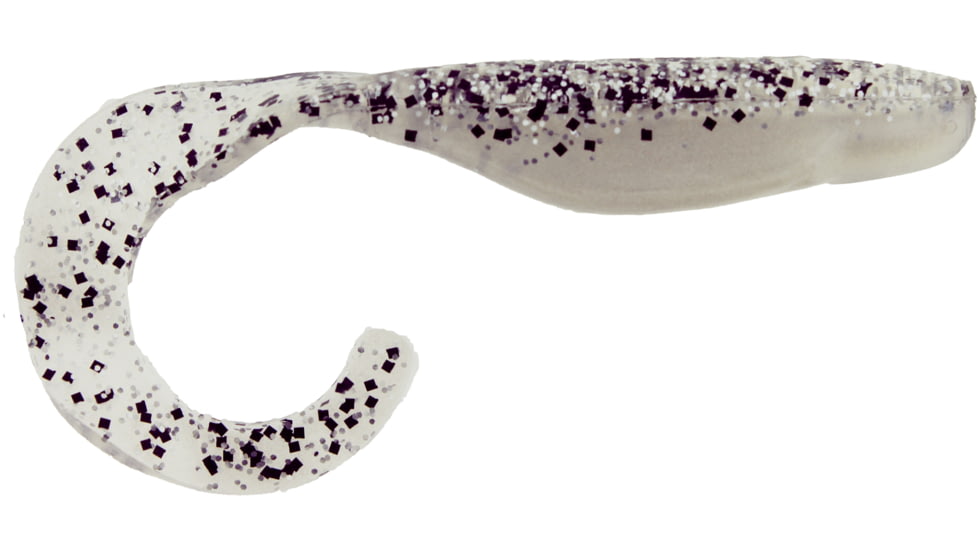 Bass Assassin Lures Curly Shad, 4in, 10 per Pack, Salt &amp; Pepper Silver Phantom, 4, CSA26336