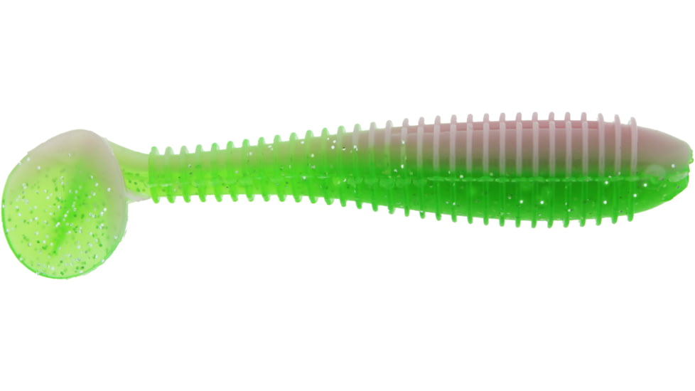 Bass Assassin Lures Litl Boss Swimbait, 3.5in, 6 per Pack, Electric Chicken, 3.5, BSA16376