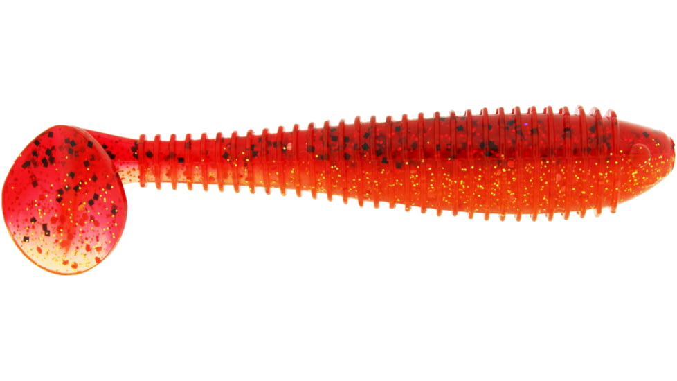Bass Assassin Lures Litl Boss Swimbait, 3.5in, 6 per Pack, Fire Claw, 3.5, BSA16355