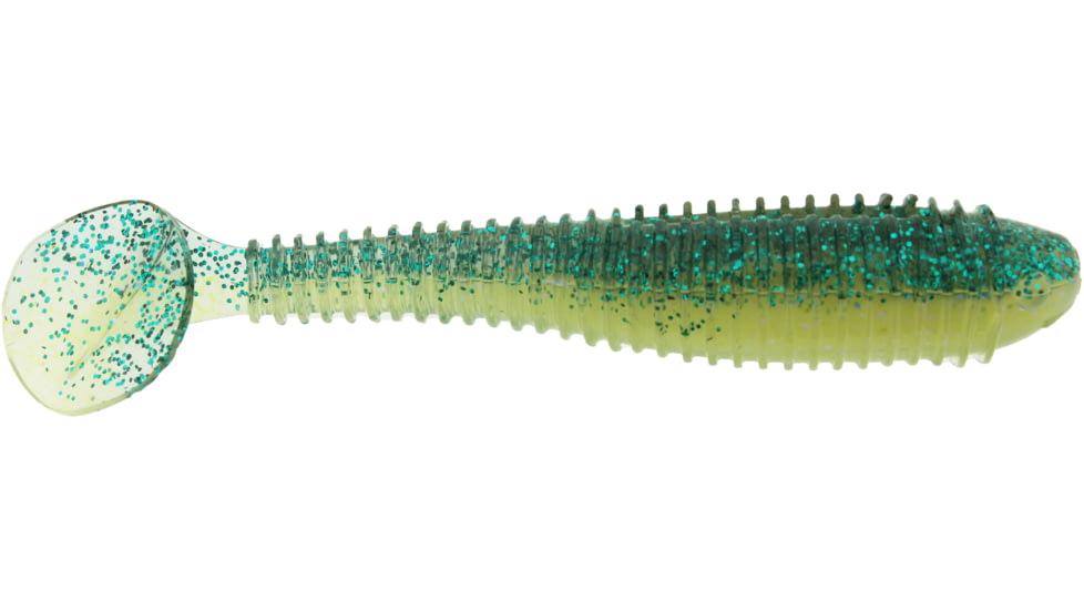 Bass Assassin Lures Litl Boss Swimbait, 3.5in, 6 per Pack, Phantom Green, 3.5, BSA16583