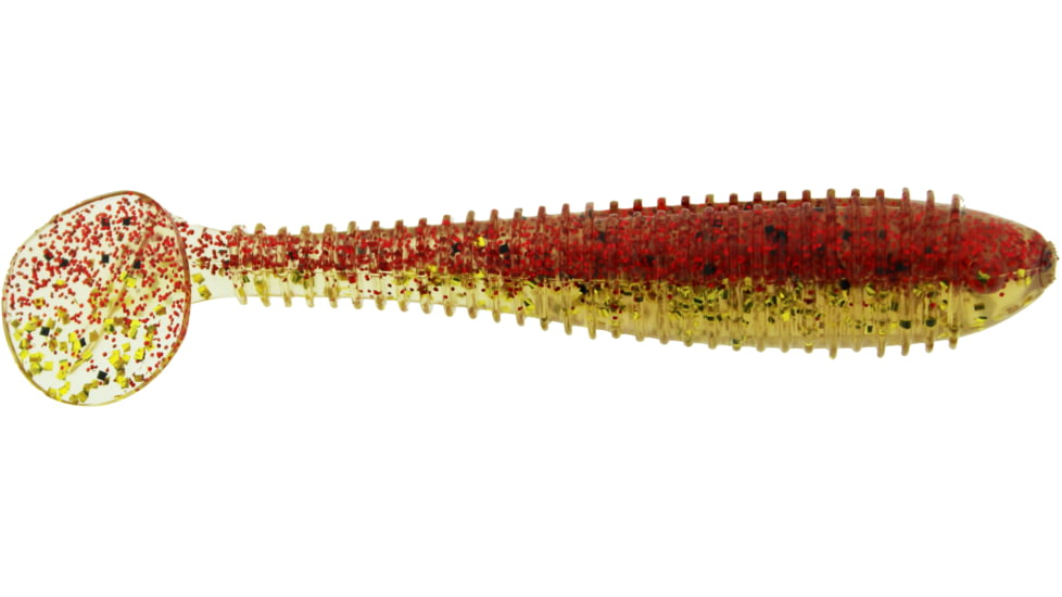 Bass Assassin Lures Litl Boss Swimbait, 3.5in, 6 per Pack, Red Gold Shiner, 3.5, BSA16380
