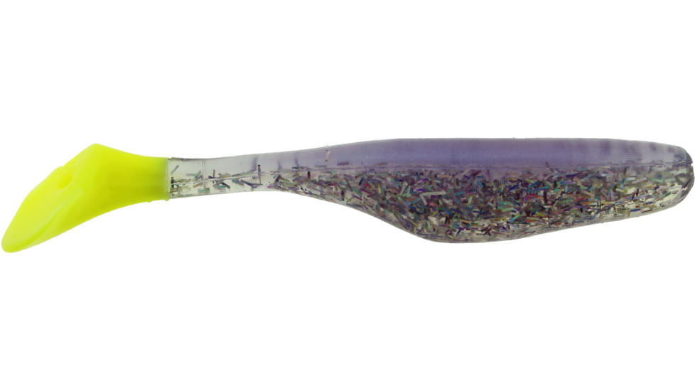 Bass Assassin Lures Turbo Shad Swimbait, 4in, 10 per Pack, Opening Night/Limetreuse Tail, 4, TSA30261