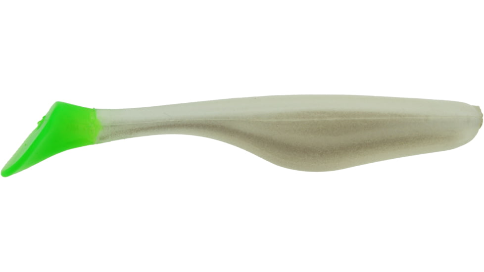 Bass Assassin Lures Turbo Shad Swimbait, 4in, 10 per Pack, Pearl/Chartreuse Tail, 4, TSA30256
