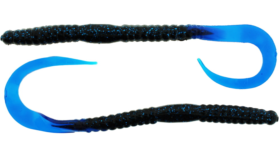 Bass Assassin Lures Worm, 7.5in, 15 per Pack, Black Blue Glitter Blue Tail, 7.5, BA8220
