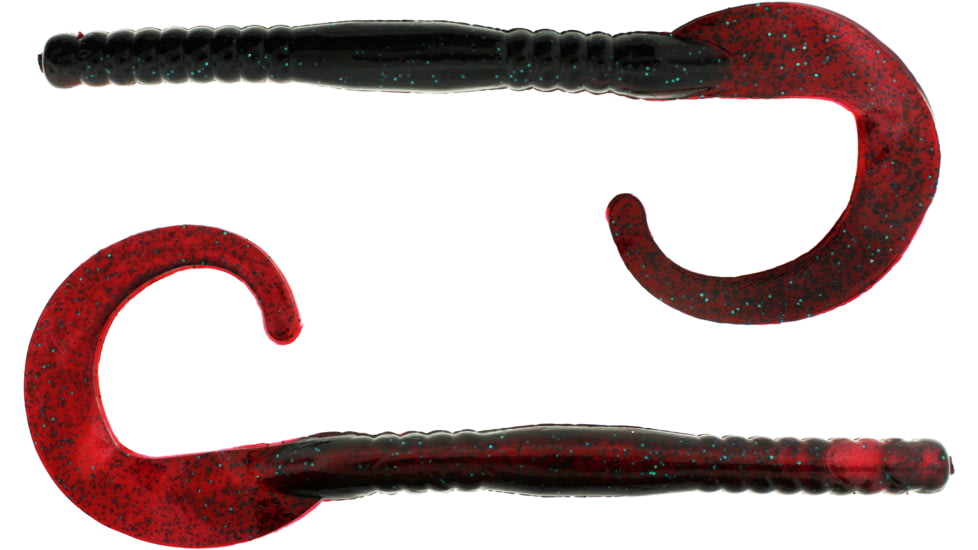 Bass Assassin Lures Worm, 8in, 12 per Pack, Red Shad/Green Glitter, 8, BA12316