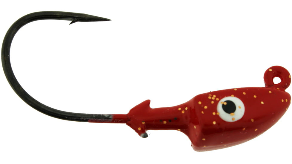 Bass Assassin Pro Elite Jigheads, 1/2 oz, Hook 4/0, 3 per Pack, Red/Copper Flake, 1/2 oz, PEJ12013