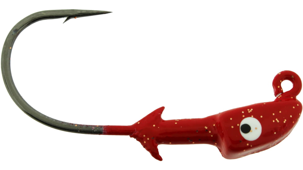 Bass Assassin Pro Elite Jigheads, 1/4 oz, Hook 3/0, 3 per Pack, Red/Copper Flake, 1/4 oz, PEJ14013
