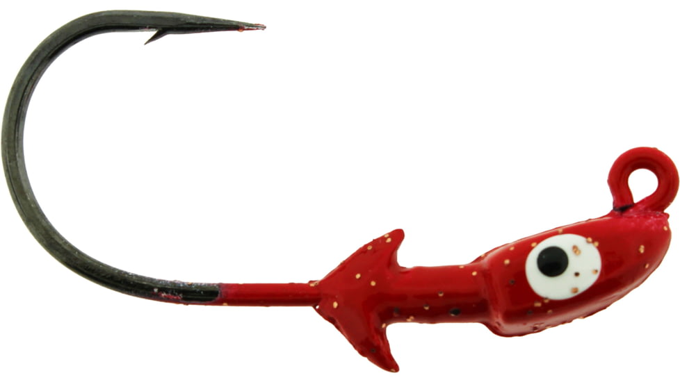 Bass Assassin Pro Elite Jigheads, 1/8 oz, Hook 2/0, 3 per Pack, Red/Copper Flake, 1/8 oz, PEJ18013
