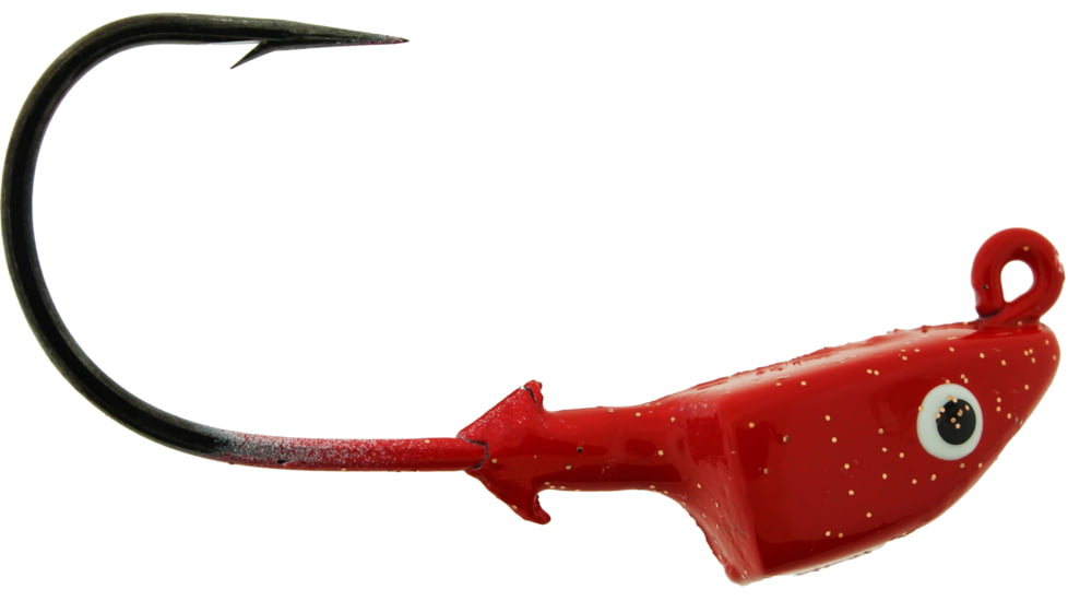 Bass Assassin Pro Elite Jigheads, 3/4 oz, Hook 5/0, 2 per Pack, Red/Copper Flake, 3/4 oz, PEJ34013