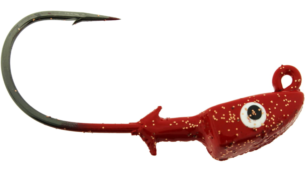 Bass Assassin Pro Elite Jigheads, 3/8 oz, Hook 3/0, 3 per Pack, Red/Copper Flake, 3/8 oz, PEJ38013