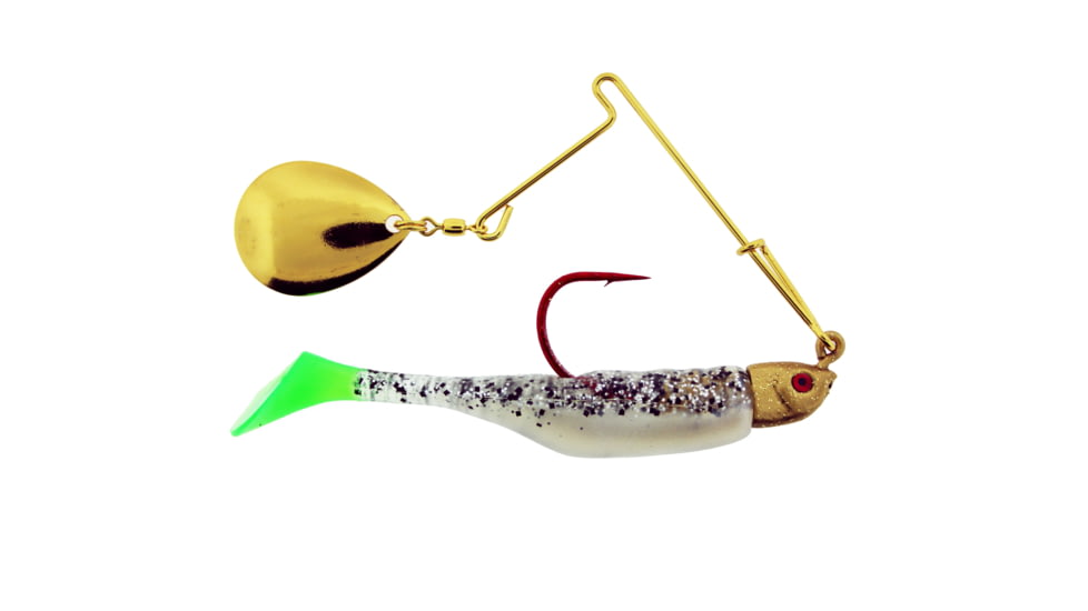 Bass Assassin Red Daddy Jig Spinner Combo, 4in, 1/4 oz, Salt &amp; Pepper Silver Phantom/Chartreuse Tail, 2/Pack, RD88238