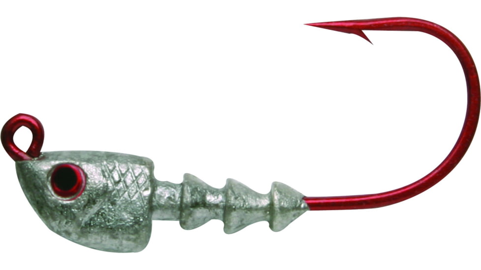 Bass Assassin Red Hook Jighead, 1/4 oz, 4/0 Wide Gap Hook Lead/Unpainted, 4/Pack, RJA63001