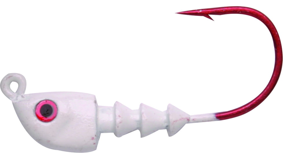 Bass Assassin Red Hook Jighead, 1/4 oz, 4/0 Wide Gap Hook White, 4/Pack, RJA63003